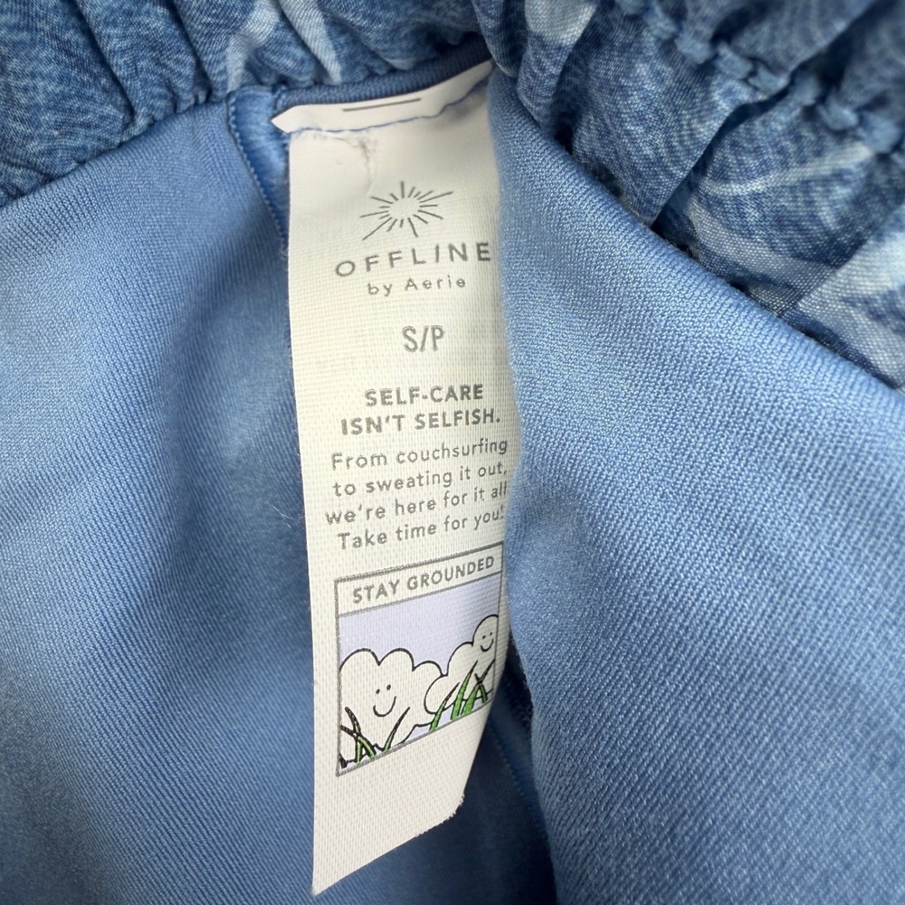 OFFLINE by Aerie Smiley Face Denim Shorts Womens Small Blue Low Rise Active - Picture 6 of 9